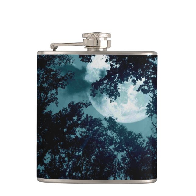 Beautiful Moon Glow Though Trees  Flask (Front)