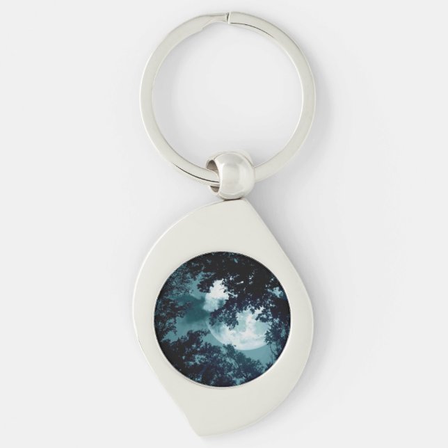 Beautiful Moon Glow Though Trees  Keychain (Front)