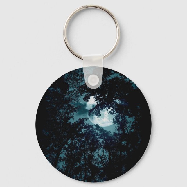 Beautiful Moon Glow Though Trees  Keychain (Front)