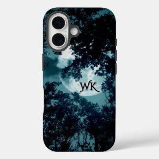 Beautiful Moon Glow Though Trees Monogram iPhone 16 Case