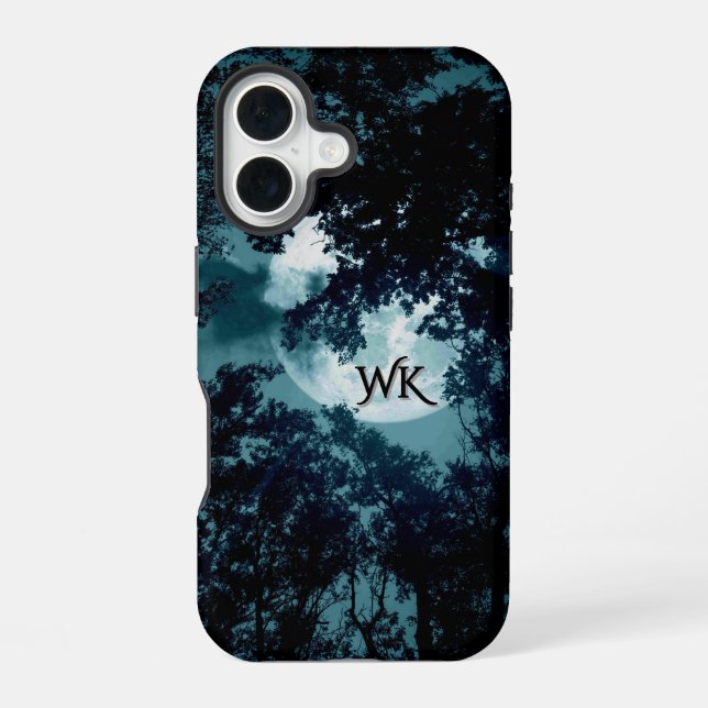 Beautiful Moon Glow Though Trees Monogram Iphone Case (Back)