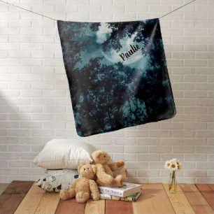 Beautiful Moon Glow Though Trees Name Baby Blanket