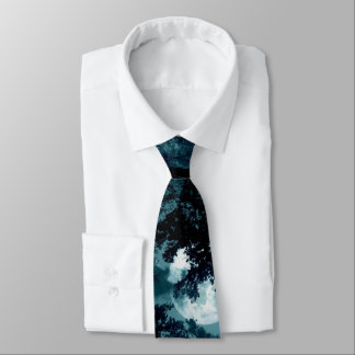 Beautiful Moon Glow Though Trees Neck Tie
