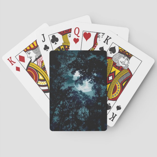 Beautiful Moon Glow Though Trees  Poker Cards (Back)