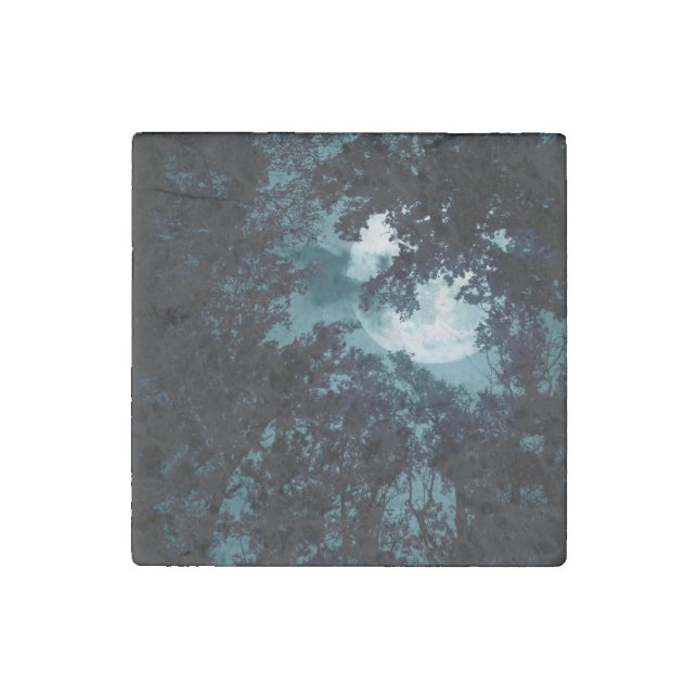 Beautiful Moon Glow Though Trees  Stone Magnet (Front)