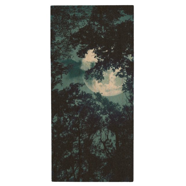 Beautiful Moon Glow Though Trees  Wood Flash Drive (Front Vertical)