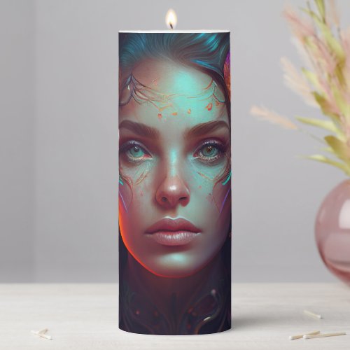 Beautiful Moon Goddess Pillar Candle