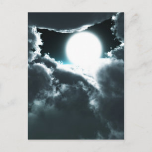 Beautiful moon night scenery postcard