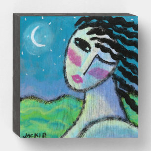 Beautiful Moon Original Abstract Art Wooden Box Sign