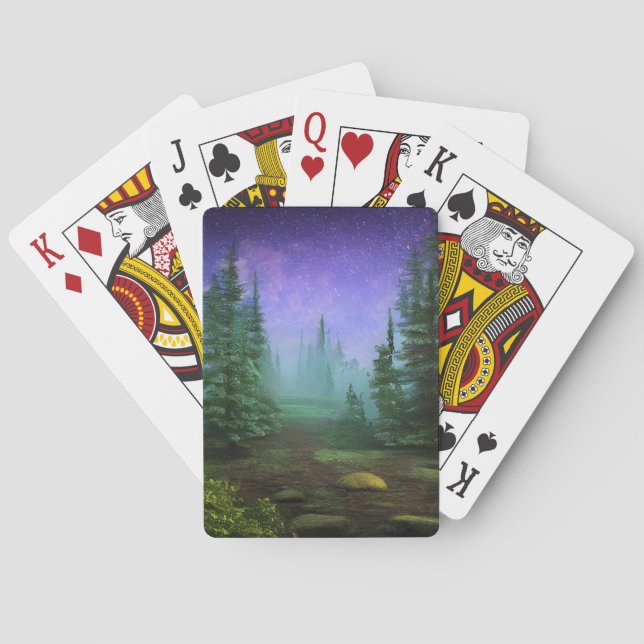Beautiful Moonlight Wilderness Scene Poker Cards (Back)