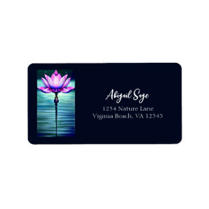 Beautiful Moonlit Pink Lotus Flower Address Label