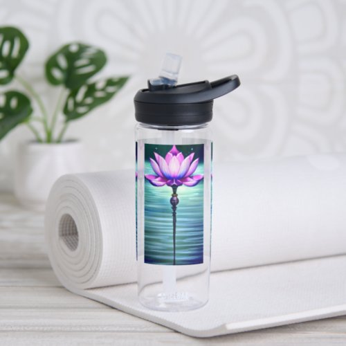 Beautiful Moonlit Pink Lotus Flower Water Bottle