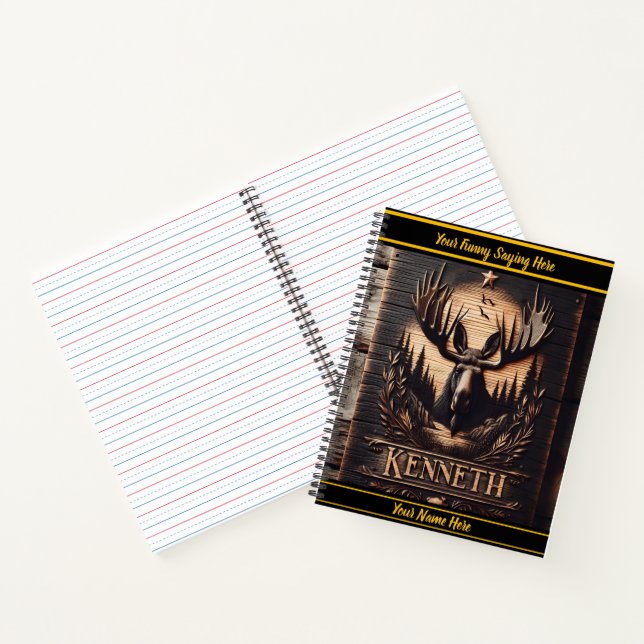 Beautiful moose carving at sunset notebook (Inside)