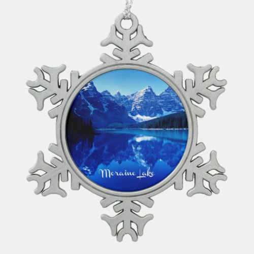 Beautiful Moraine Lake Canadian Rockies Snowflake Pewter Christmas Ornament