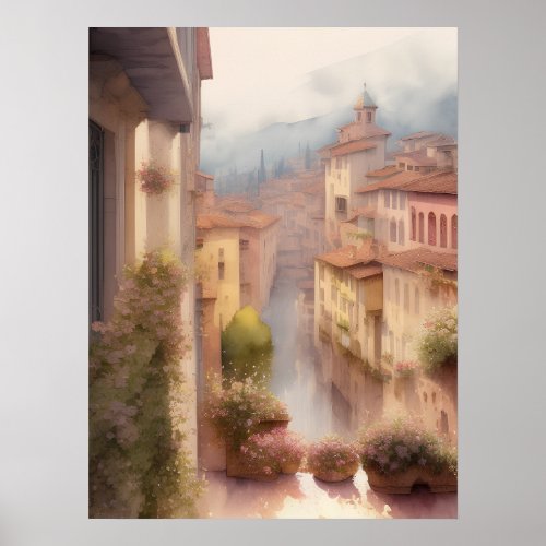 Beautiful Morning View From Balcony Digital Art Poster