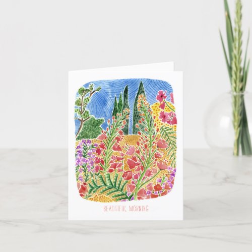 Beautiful Morning Watercolor Floral Thank You Card