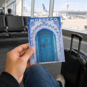 Beautiful Moroccan Chefchaouen Blue Medina Door Postcard
