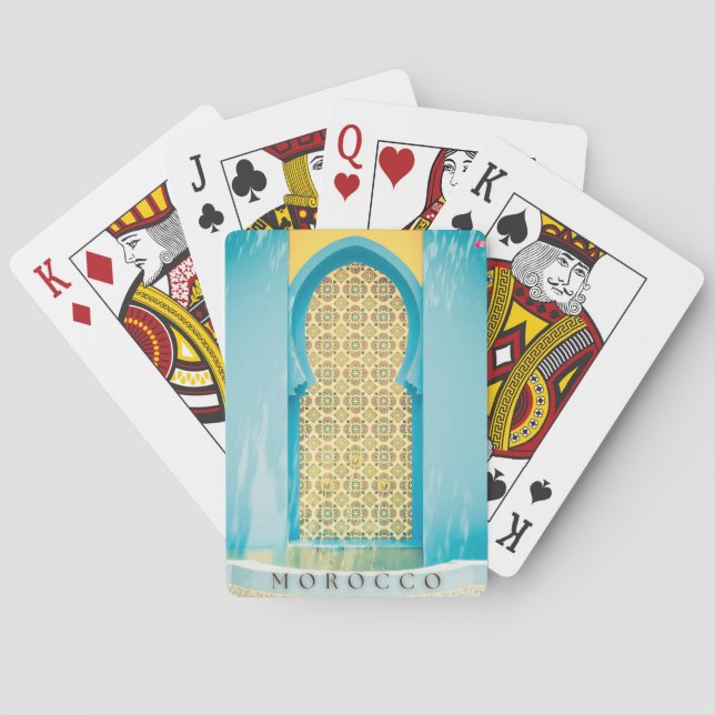Beautiful Moroccan Door In Marrakech Poker Cards (Back)