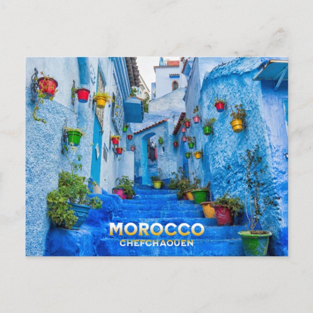Beautiful Moroccan North Medina Blue City  Postcard (Front)