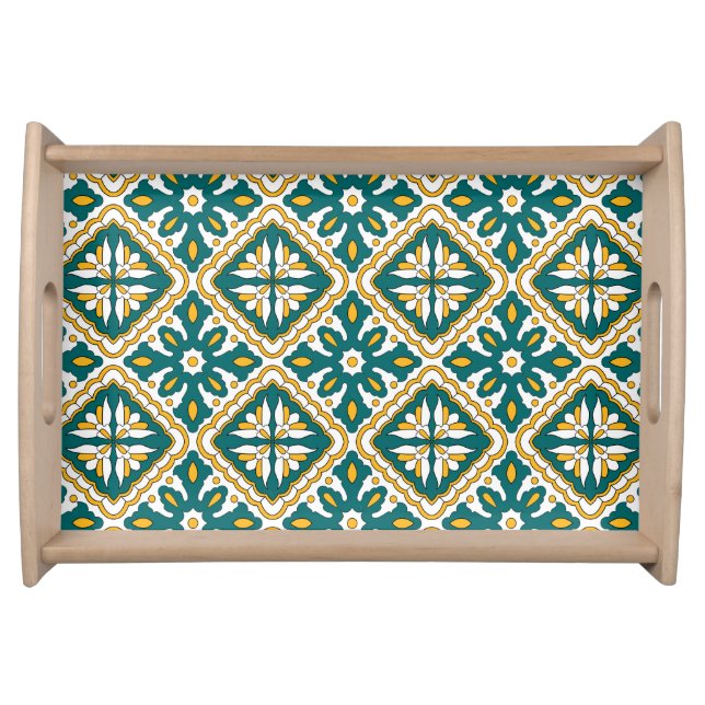 💛💚 Beautiful Moroccan tiles  Serving Tray (Front)