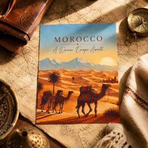 Beautiful Morocco Desert Sahara Camel Riding Trip Postcard
