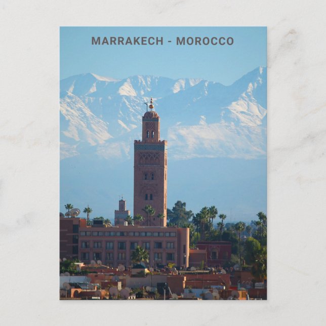 Beautiful Morocco Red Marrakech Atlas Mountains Postcard (Front)