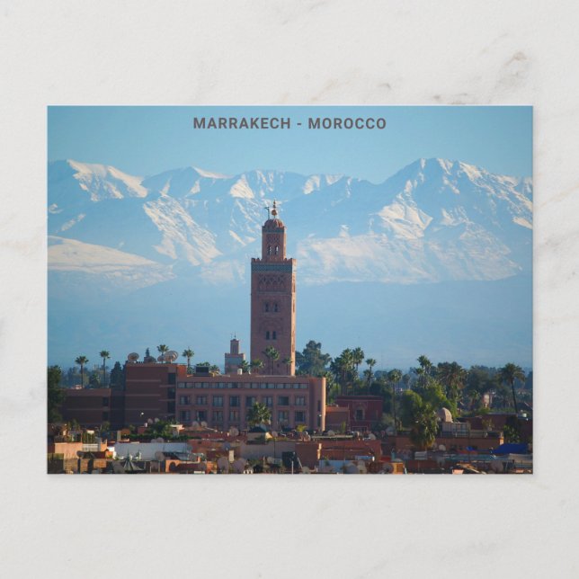 Beautiful Morocco Red Marrakech Atlas Mountains Postcard (Front)