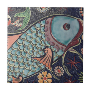 Beautiful mosaic and colorful fish ceramic tile