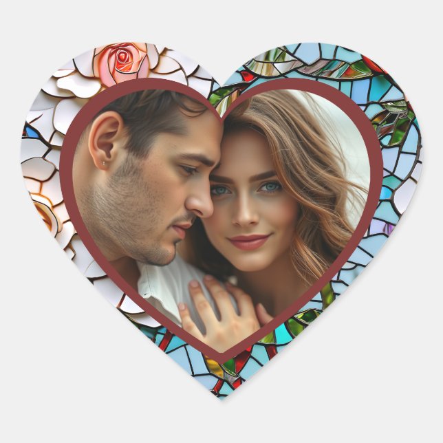 Beautiful Mosaic Stained Glass and Tile  Heart Sticker (Front)