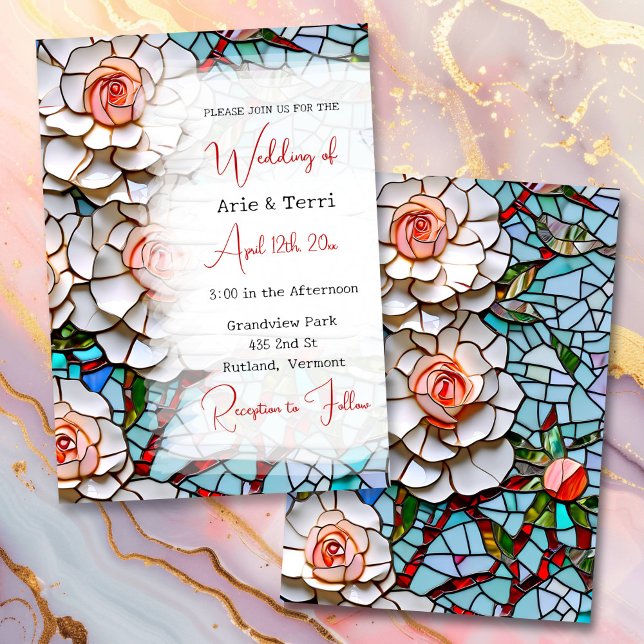 Beautiful Mosaic Stained Glass and Tile Wedding Invitation (Creator Uploaded)