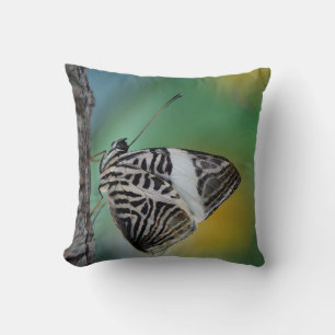 Beautiful Mosaic Zebra Butterfly Throw Pillow