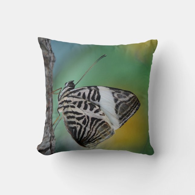 Beautiful Mosaic Zebra Butterfly Throw Pillow (Front)