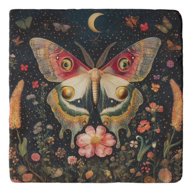 Beautiful Moth Crescent Moon Trivet (Front)