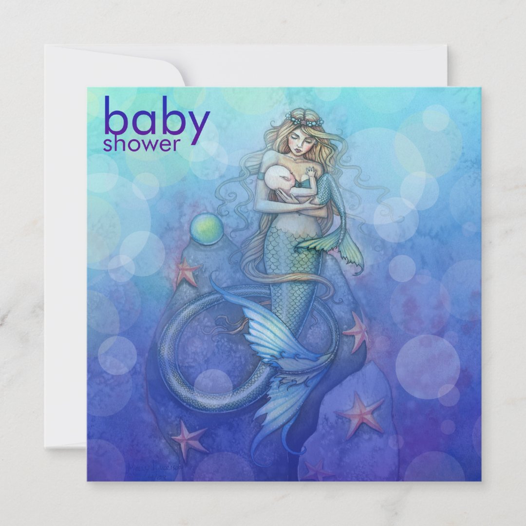 Beautiful Mother and Baby Mermaid Baby Shower Invitation Zazzle