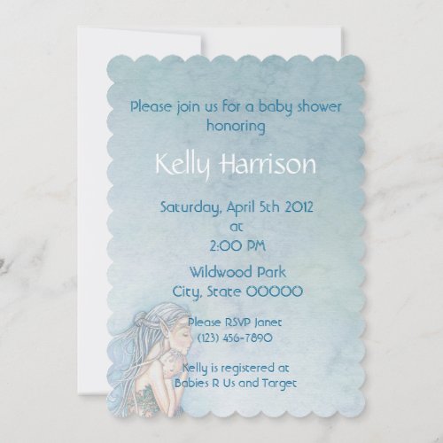 Beautiful Mother and Baby Mermaid Baby Shower Invitation