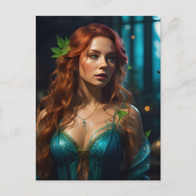 Beautiful Mother Nature in a Blue Dress Postcard (Front)