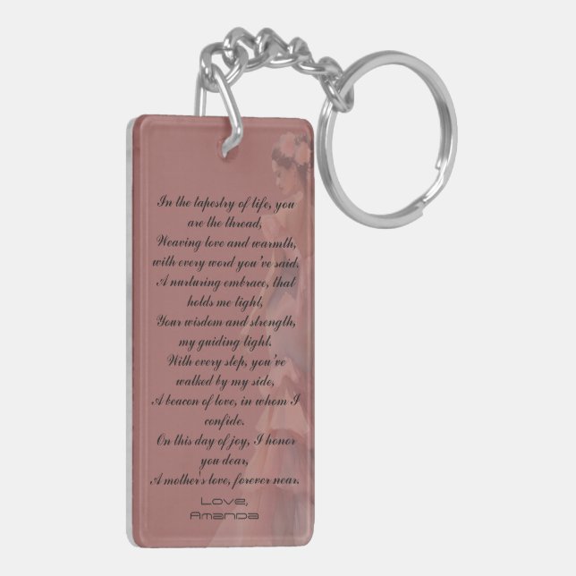 Beautiful Mother’s Day Dusty Pink Dedicated Ode  Keychain (Back Left)