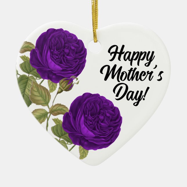 Beautiful Mother's Day Purple Roses Ceramic Ornament (Front)