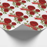 Mothers Day Wrapping Paper,Red Roses,Floral Beautiful Gift Wrap.