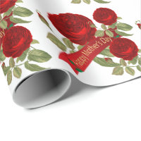 Mothers Day Wrapping Paper,Red Roses,Floral Beautiful Gift Wrap