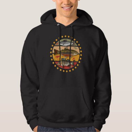 Beautiful motif with different fishes for anglers hoodie