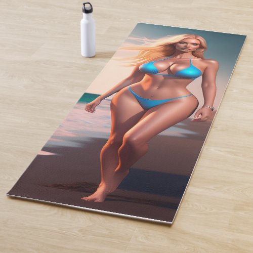 Beautiful motivation beach bikini girl Yoga Mat