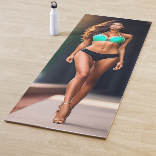 Beautiful motivation model yoga mat