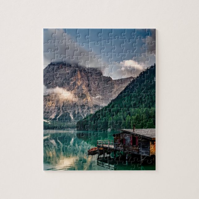 Beautiful mountain and lake landscape in Italy Jigsaw Puzzle (Vertical)