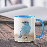 Beautiful Mountain Bluebird On Beach Stump Mug at Zazzle