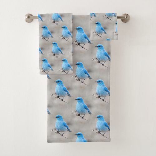 Beautiful Mountain Bluebird on the Tansy Bath Towel Set