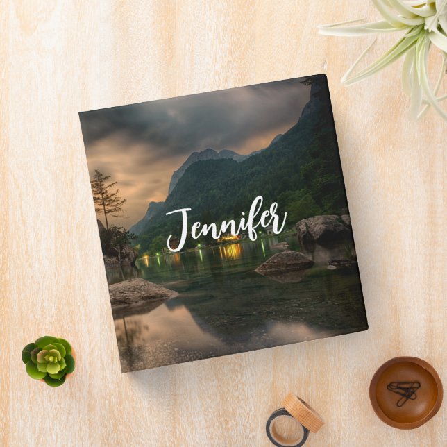 Beautiful Mountain Lake in the Evening Photo 3 Ring Binder (In Situ)