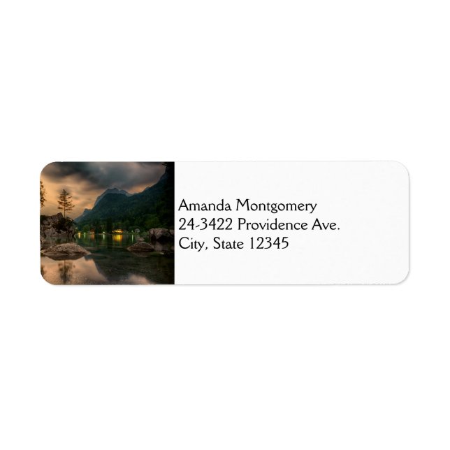  Beautiful Mountain Lake in the Evening Photo Label (Front)