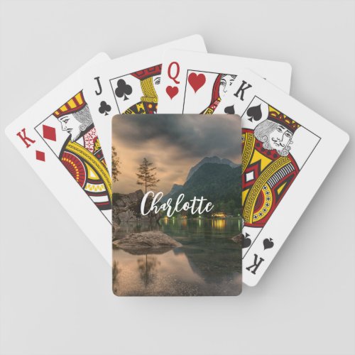 Beautiful Mountain Lake in the Evening Photo Poker Cards