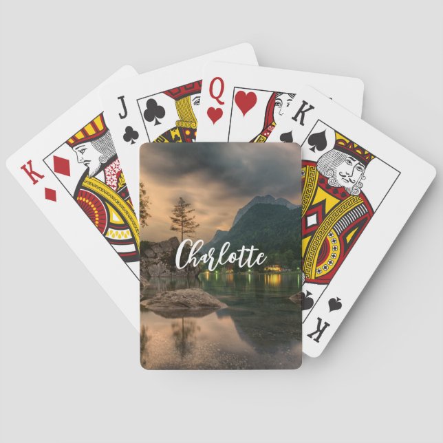 Beautiful Mountain Lake in the Evening Photo Poker Cards (Back)